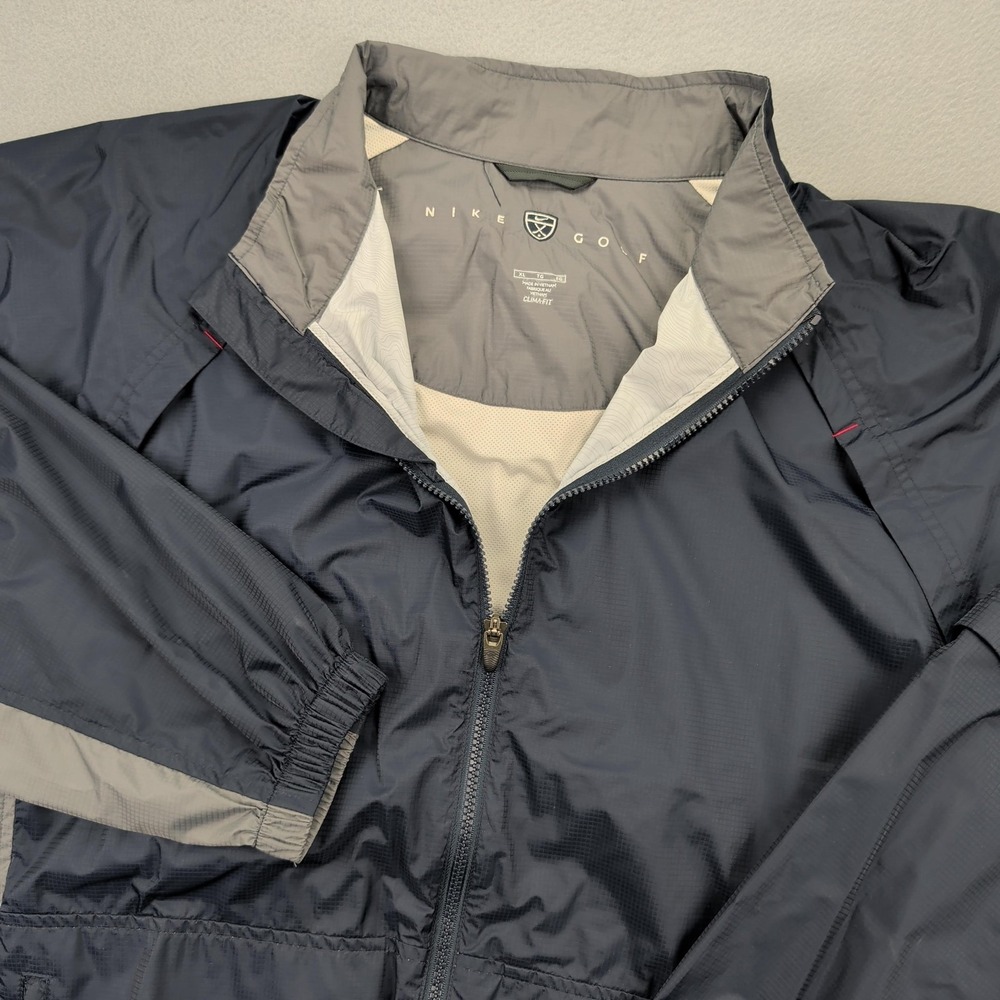 Vintage Nike Golf Jacket Mens XL Blue Removable Sleeve Full Zip Windbreaker Vent